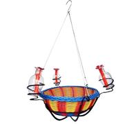 Mangeoire automatique d'extérieur 43 x 30 cm - En rotin recyclé - Résistante aux intempéries - Avec 3 bouteilles de lieux d'alimentation - Observation durable des oiseaux pour terrasse