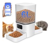 Mangeoire automatique intelligente pour chats avec WiFi, contrôle par application, double source d'alimentation, pour chats et chiens (6 litres, deux récipients)