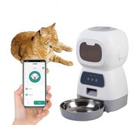 Mangeoire automatique pour chat de 3,5 L, contrôle intelligent par application WiFi, design sans fil et compact, diffusion automatique, distributeur automatique de nourriture sèche avec minuteur,