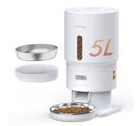 Mangeoire automatique pour chat - 5 L chronométrée fiable pour chats et chiens avec écran LCD | Double alimentation avec sac déshydratant | Amovible, lavable et contrôle des portions programmable,