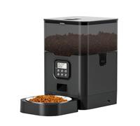 Mangeoire automatique pour chat et animal domestique - 4 L6L - Seau de stockage des aliments temporisé - Amovible - Compatible avec les chats et les chiens - 4 l - Noir, bouton
