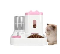 Mangeoire Automatique pour Chat et Distributeur d'eau, 2 en 1 2 L + 1 L, Distributeur d'eau par gravité pour Animaux de Compagnie, Distributeur d'eau pour Animal de Compagnie, (Rose)