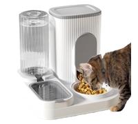 Mangeoire Automatique pour Chat - Station de Distribution de Nourriture 2 | 4 L et 1,3 L d'eau, système d'alimentation pour animaux de compagnie de grande capacité, récipient d'alimentation à double