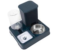 Mangeoire automatique pour chien et chat avec fontaine, double gamelle, station d'alimentation portable, 2 en 1 amovible pour chatons, chiens et petits chiots (bleu foncé)