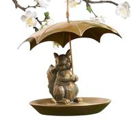 Mangeoire automatique pour écureuils et oiseaux avec parapluie - Mangeoire en métal résistant aux intempéries pour écureuils et oiseaux sauvages - Station d'alimentation pour colibris - Décoration