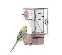 Mangeoire automatique pour oiseaux, sans désordre, support de fruits et légumes avec perchoir, distributeur de nourriture multifonction rose pour perruches, canaris et petits oiseaux
