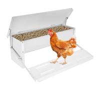 Mangeoire automatique pour poules, 8,2 l, 5 kg, avec couvercle, grande mangeoire automatique avec pédale automatique, pour poules, canards, oies, argent
