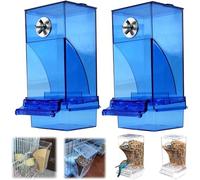 Mangeoire Automatique Transparente for Oiseaux, mangeoire Automatique en Acrylique Transparent for perroquets, mangeoire Automatique sans gâchis for Cage(Blue-2PCS)