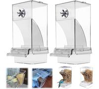 Mangeoire Automatique Transparente for Oiseaux, mangeoire Automatique en Acrylique Transparent for perroquets, mangeoire Automatique sans gâchis for Cage(Transparent-2PCS)