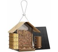 Mangeoire Connectée pour Oiseaux avec Caméra IA et Module Solaire IP66 Birdfy Bronze