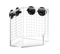 Mangeoire d'angle pour reptiles - Ventouse en acrylique transparent | 4 supports à ventouse, structure résistante aux fuites, garde les aliments vivants visibles dans les enclos de lézard
