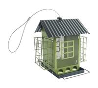 Mangeoire décorative d'extérieur anti-écureuils double toit en métal pour oiseaux sauvages et amoureux de la nature type lourd jardin