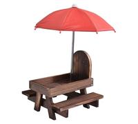 Mangeoire décorative en bois pour animaux sauvages avec parapluie en option pour intérieur et extérieur - Mangeoire en bois pour écureuils avec parapluie