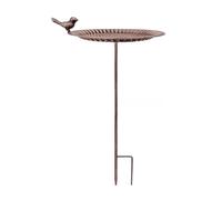 Mangeoire décorative en fer pour oiseaux - Design antique - Piquet de jardin - Baignoire pour oiseaux sauvages