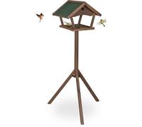 Mangeoire D'extérieur Pour Oiseaux, Support, Résistant Aux Intempéries, Hlp : 139 X 70 X 60 Cm, Marron & Vert - Relaxdays