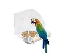Mangeoire d'intérieur pour oiseaux - Accessoires d'alimentation en acrylique transparent pour perroquet, jouet d'alimentation interactif, tasse à vaisselle en acier inoxydable et en bois, récipients