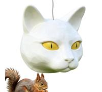 Mangeoire Écureuil Tête de Chat - Décoration Jardin Suspendue | Distributeur de Nourriture Insolite pour Écureuils, Statuette Chat en PP Résistant pour Patio, Balcon & Cour, 12x11x11cm