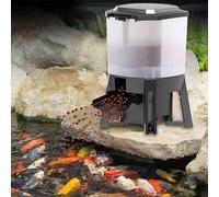 Mangeoire électrique à poissons - Distributeur automatique solaire de 6 L avec écran LCD et minuterie intelligente, conception d'alimentation à 120 ° pour étang à poissons