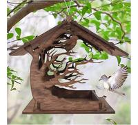 Mangeoire en Bois, Maison, Distributeur Suspendu Imperméable Mangeoire pour Oiseaux Sauvages, Suspendre en Extérieur, Décoration Jardin