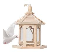 Mangeoire en bois - Mangeoire suspendue d'extérieur, distributeur d'oiseaux sauvages | maison rustique pour oiseaux de patio, balcon, jardin, cadeau pour amoureux de la nature