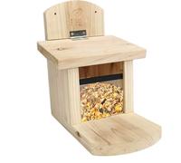 Mangeoire en bois pour écureuils, mangeoire coupe-vent, distributeur de planche de 45,7 cm avec toit résistant aux rongeurs, station de noix extérieure, mangeoire pour animaux sauvages avec