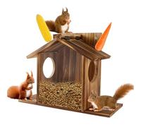 Mangeoire en Bois pour écureuils pour Jardin, capacité, Maison pour écureuils avec Toit Flexible, Station d'alimentation pour Tamias pour arrière-Cour et Jardin, Cadeaux Amusants