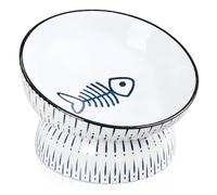 Mangeoire en céramique pour chat, gamelle surélevée avec support, inclinaison à 15°, protection du cou, prévention du refoulement (gamelles pour chat-B)