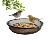 Mangeoire en maille pour oiseaux - Plateforme suspendue en métal - Bac à graines portable - Cadre en fer robuste et facile à nettoyer - Mangeoire d'extérieur durable pour épites de cardinal de foireau