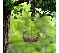 Mangeoire en maille pour oiseaux sauvages, plateau d'extérieur suspendu en fer, chaîne d'alimentation en métal, fenêtre de visualisation, mangeoire pour oiseaux, niche