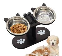 Mangeoire et Distributeur d'eau pour Chat | Gamelles Bois Surélevées Réglables Antidérapantes,Bol d'eau pour Chat - Stockage Boisson Hydratation Chiot Sénior Extérieur Maison