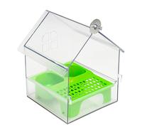 Mangeoire extérieure extractible pour perroquet, plate-forme de graines à suspendre pour oiseaux sauvages, avec plateau anti-écureuils, 15,2 x 15,2 x 17,8 cm, grande baignoire décorative transparente