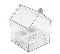 Mangeoire extérieure extractible pour perroquet, plate-forme de graines à suspendre pour oiseaux sauvages, avec plateau anti-écureuils, 15,2 x 15,2 x 17,8 cm, grande baignoire décorative transparente