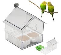 Mangeoire Externe coulissante pour perroquets, graines suspendues pour Oiseaux Sauvages avec Plateau Anti-écureuils, Baignoire Transparente pour Oiseaux,Mangeoire pour inséparables baignoire sur le to