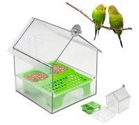 Mangeoire Externe coulissante pour perroquets, graines suspendues pour Oiseaux Sauvages avec Plateau Anti-écureuils, Baignoire Transparente pour Oiseaux (Green)