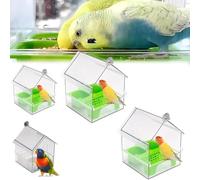 Mangeoire Externe Extractible for Perroquets, Distributeur Transparent De Graines Et d'eau Anti-Fuite, avec Deux Mangeoires, Facile À Remplir Et À Nettoyer, for Pinsons Et Colibris(2xGreen)