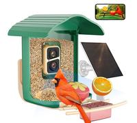 Mangeoire intelligente à oiseaux à énergie solaire avec caméra, 2K HD, identification des oiseaux AI, visualisation à distance WiFi, étanche, capture et envoi automatiques de vidéos, panneau solaire