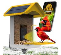 Mangeoire intelligente à oiseaux avec caméra - Deux panneaux solaires, vidéo extérieure sans fil haute définition 1080p, durable avec alarme d'écureuil pour la maison, le jardin, et identifier plus de