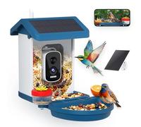 Mangeoire intelligente pour oiseaux avec caméra à énergie solaire, maison vidéo 4K HD, identification des espèces d'oiseaux par IA, diffusion en direct et vision nocturne, capture automatique et