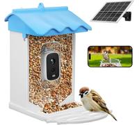 Mangeoire intelligente pour oiseaux avec caméra HD 1080p et énergie solaire - Reconnaissance des oiseaux AI, vision nocturne, IP66 résistant aux intempéries, alertes en temps réel - Moniteur de la