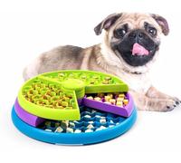 Mangeoire interactive en couches pour chien, tapis d'alimentation lente avec design à plusieurs niveaux, tapis à lécher pour soulager l'anxiété et jouet d'enrichissement pour chiens et chats