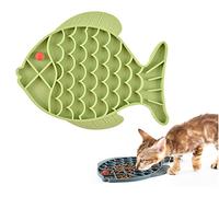 Mangeoire lente en forme de poisson pour chat et chien, tapis à lécher en silicone pour soulager l'anxiété, tapis à lécher au beurre d'arachide pour chien, chat, toilettage (vert)