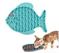 Mangeoire lente en forme de poisson pour chat et chien, tapis à lécher en silicone pour soulager l'anxiété, tapis à lécher au beurre d'arachide pour chien, chat, toilettage (bleu)
