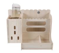 Mangeoire Multifonction pour Lapins en Cage avec Eau, Bois et Plastique | Station Combinée Nourriture et Boisson, Limite les Éclaboussures, Entretien Simple, pour Habitat de Petits Animaux