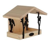 Mangeoire pour oiseaux murale - BEST FOR BIRDS - Pouillot véloce FB604 - Pin et fer - Noir/marron - 24,5x14x18,3 cm