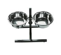 Mangeoire - NOBBY - 2 mangeoires inox - Support réglable - 21cm - 1,75L - Pour chien