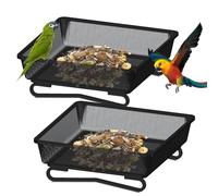 Mangeoire Oiseaux Exterieur, 2 Pièces Mangeoires pour Oiseaux Sauvages, Distributeur Graines Oiseaux Exterieur, Mangeoire Oiseaux Balcon, Mangeoire à Mailles pour Extérieur Jardin Parc