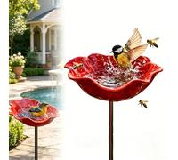 Mangeoire Oiseaux Exterieur, Bain Oiseaux Exterieur, 15 x 60 cm Station d'Arrosage d'Abeilles pour Jardin, Alimentateur d'oiseaux Debout Jardin Plateau d'Oiseauxes Métallique pour l'eau (1 PC)