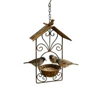 Mangeoire Oiseaux Extérieur - Bol d'Alimentation Oiseaux avec Toit Anti-Pluie - Mangeoire Merlebleu Résistante Aux Intempéries | Pour Moineaux Pinsons Arrière-Cour Cour Patio Porche Balcon Terrasse Ma