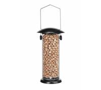 Mangeoire Oiseaux extérieur - Dudley Noir - 22,5 cm - pour cacahuètes - Métal résistant aux intempéries - Couvercle Amovible - Maille Fine - Flamingo