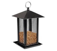 Mangeoire Oiseaux extérieur - Hilma Noir - 22 cm - pour cacahuètes - Métal et Maille - Couvercle Amovible - Bloc de répartition - Flamingo